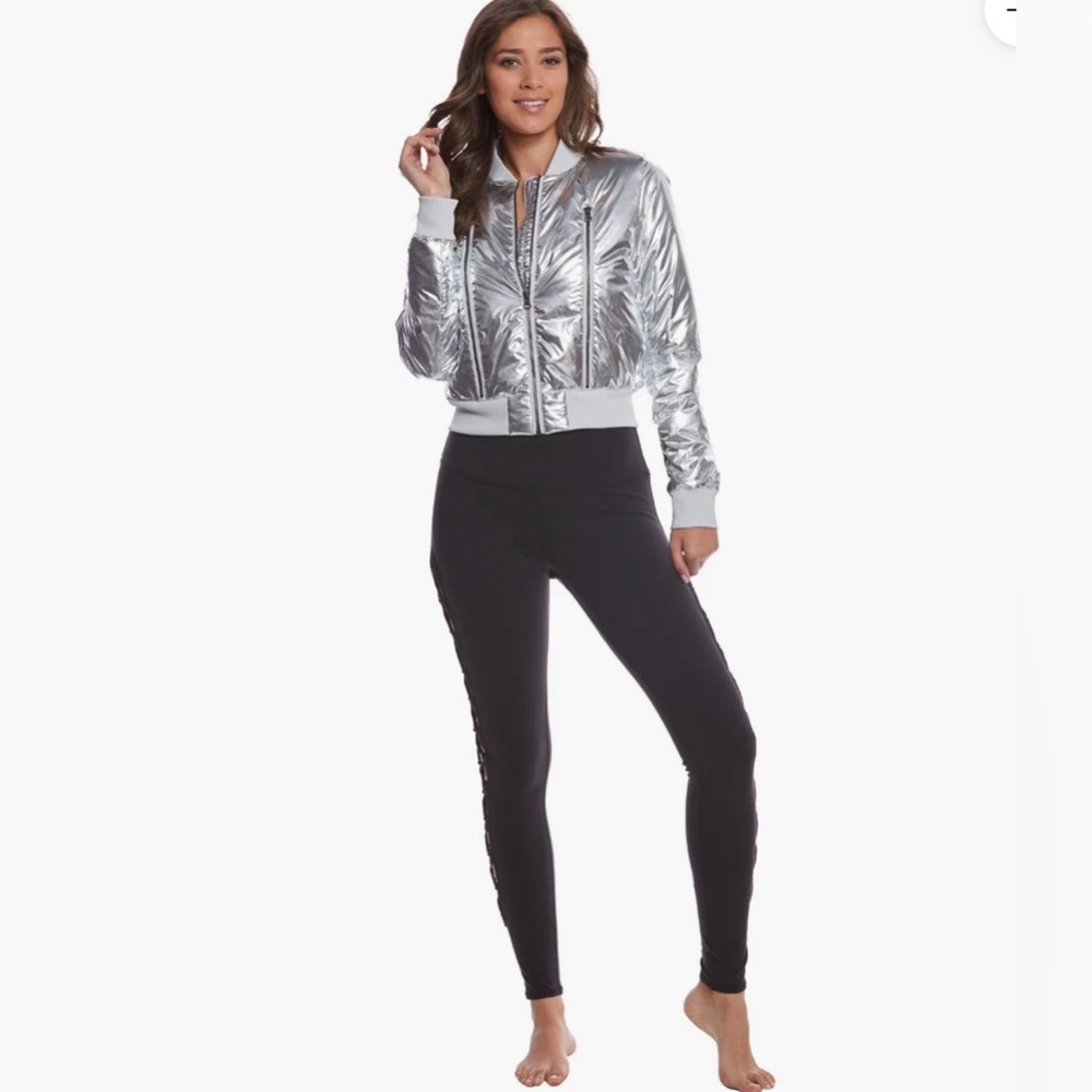 Metallic Silver Bomber Jacket - Shiny Lightweight Jacket